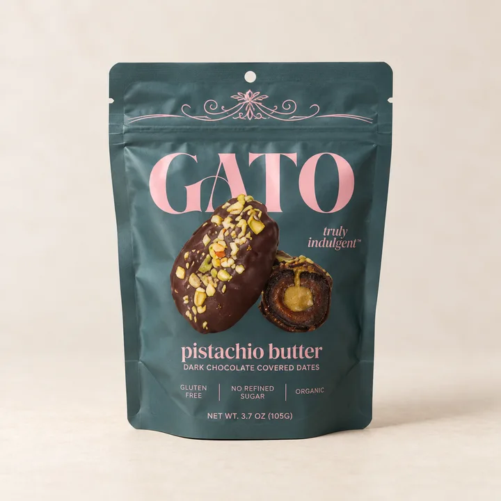 GATO Pistachio Butter chocolate-covered dates