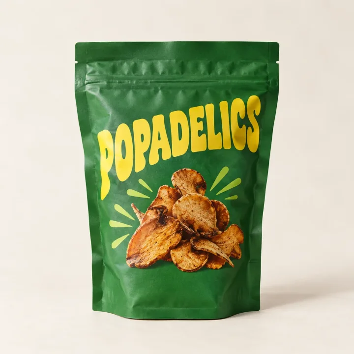 Popadelics Mushroom Chips — Green Bag